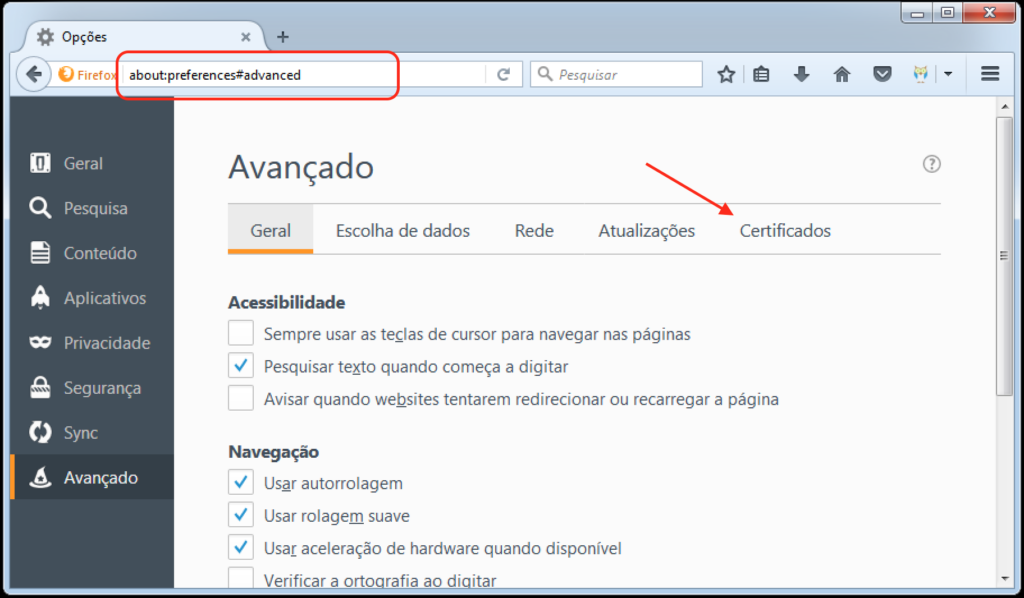 Configuração do Certificado Digital no Mozila Firefox