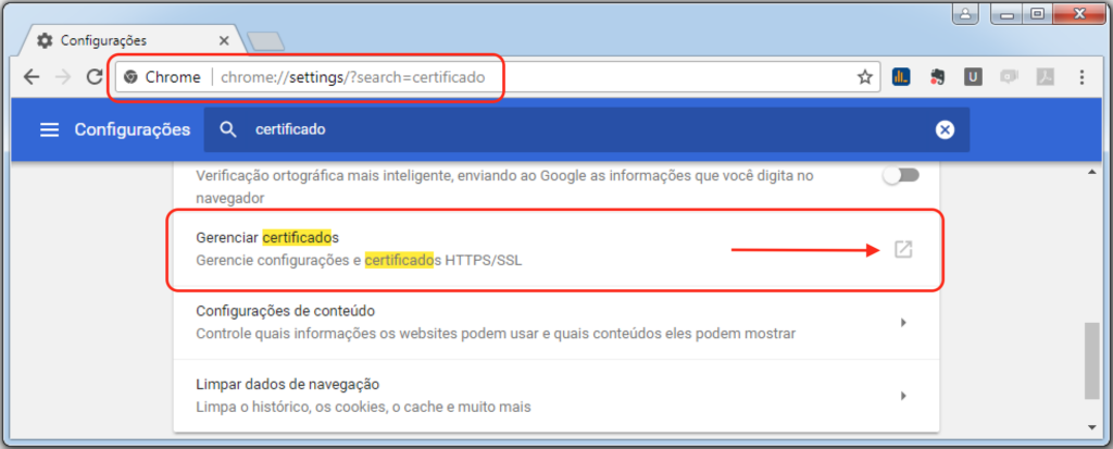 Configuração do Certificado Digital no Google Chrome