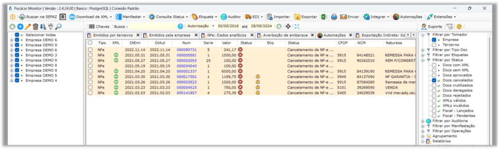 fiscal.io monitor nfe cancelada