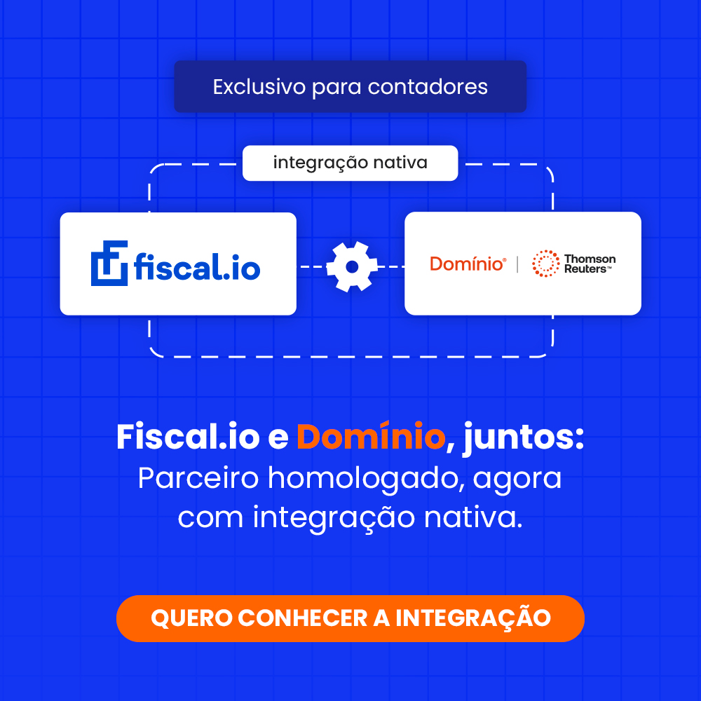 Imagem do banner anunciando pareceria entre fiscal.io e domínio