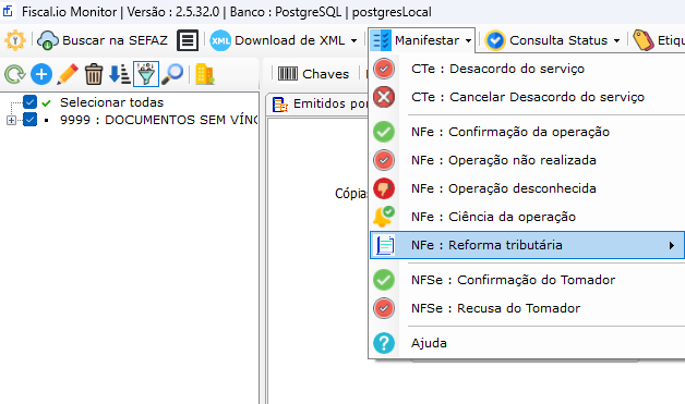 Print da tela do monitor explicando passo a passo da manifestação do evento 212110 da reforma tributária. Passo 1.