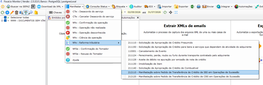 Print da tela do monitor explicando passo a passo da manifestação do evento da reforma tributária. Passo 2.