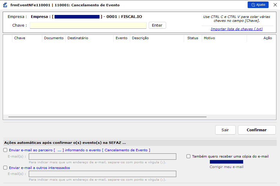 Segundo passo de como registrar o evento de cancelamento no monitor